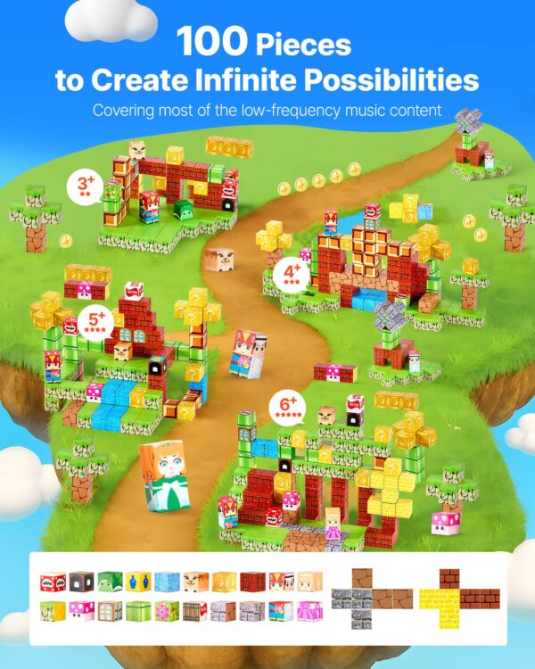 Magnetic Blocks 100 PCS Magnet Blocks Set STEM Montessori Sensory Toys