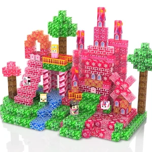 Magnetopia™【Clear Pink】Magnetic Building Blocks | 100 PCS | 0.8" | Castle