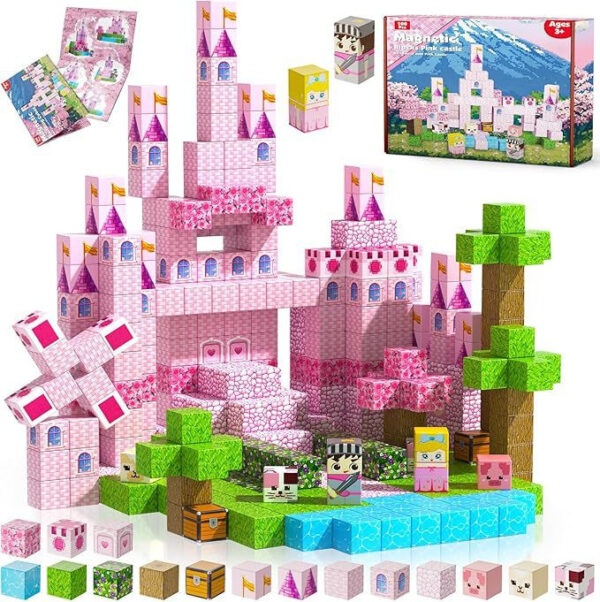 Mag PIX block world Magnetic Building Blocks Set Pink Castle 100PCS